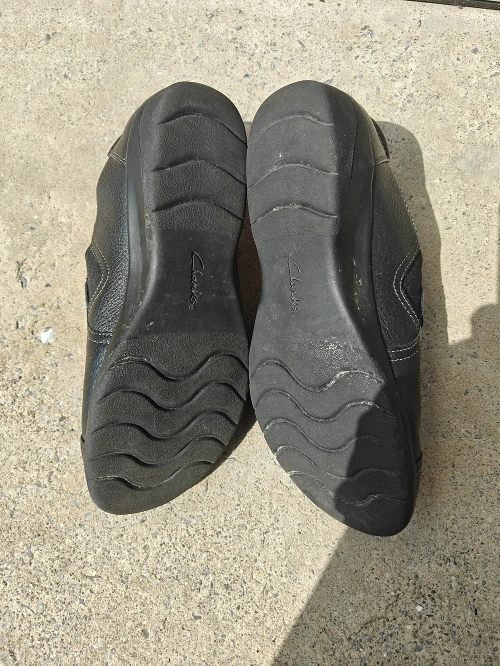 Clarks Black Leather Slip-On Casual Shoes
